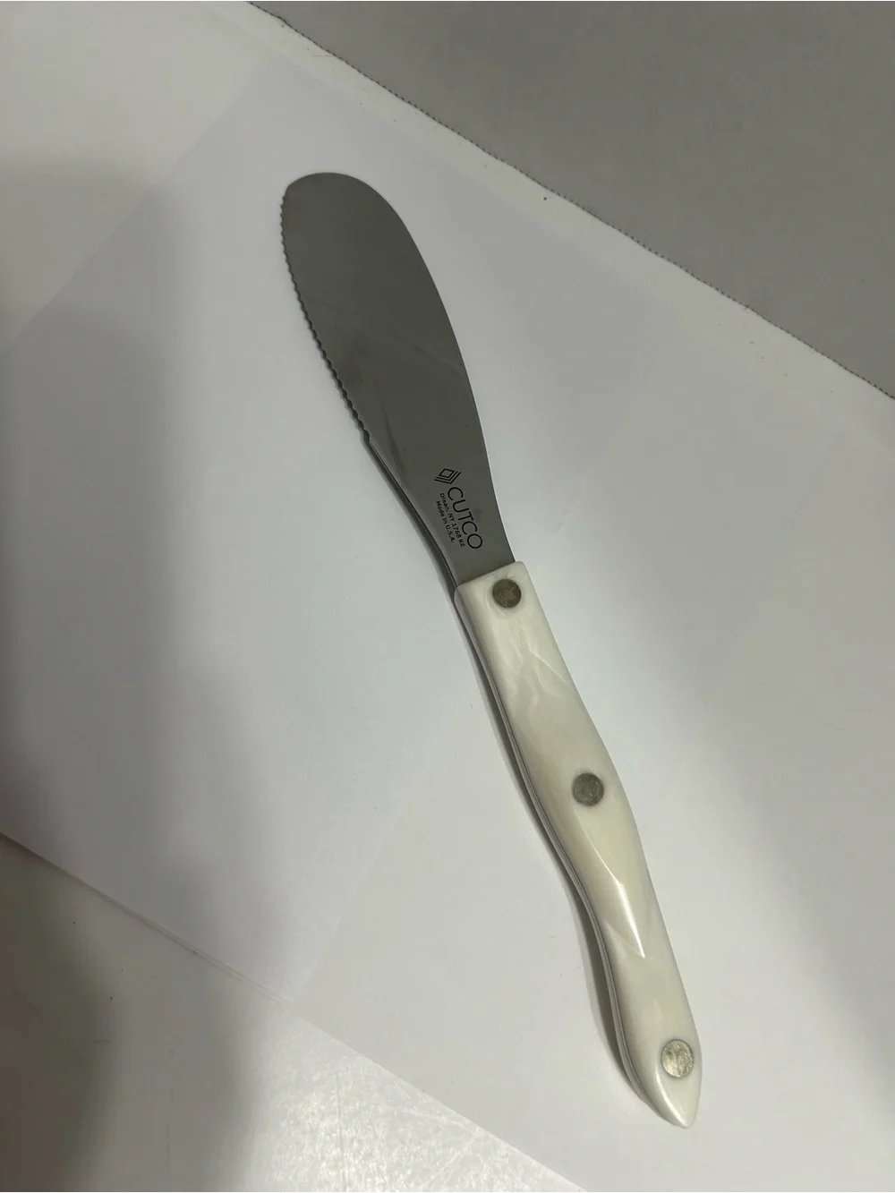 Cutco #1769 Pearl White Serrated Mix And Spread Slice Spatula Spreader 5